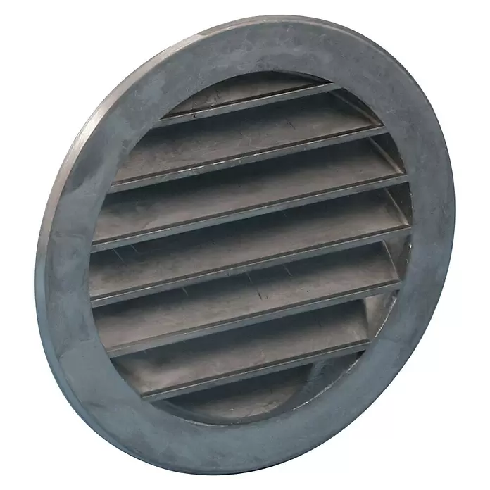 Nedco Rond schoepenrooster - Aluminium, Diameter: 150 mm, Blank aluminium - Diagonaal zicht