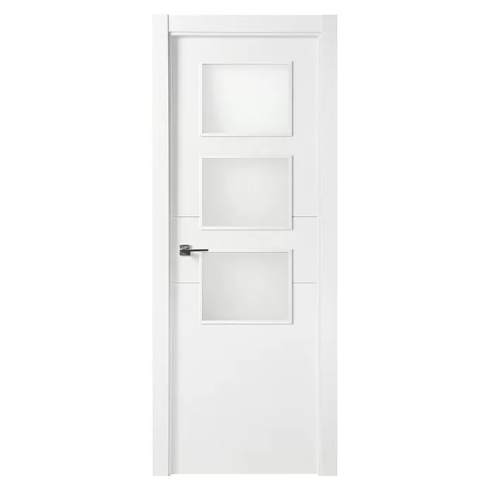Solid Elements Puerta acristalada Munich - 82,5 x 203 cm, Apertura según normativa: Derecha, Blanco lacado, Macizo, Vidriera - Vista frontal