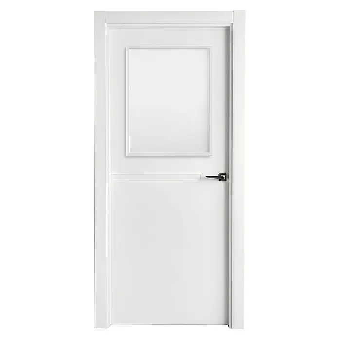 Puerta acristalada Mainz - 62,5 x 203 cm, Izquierda, Blanco lacado, Macizo, Vidriera - Vista frontal