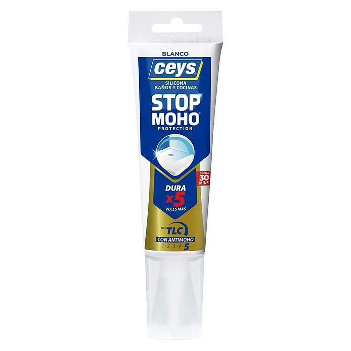 Ceys Silicona para sanitarios y cocinas Stop Moho - Blanco, 125 g - Vista frontal