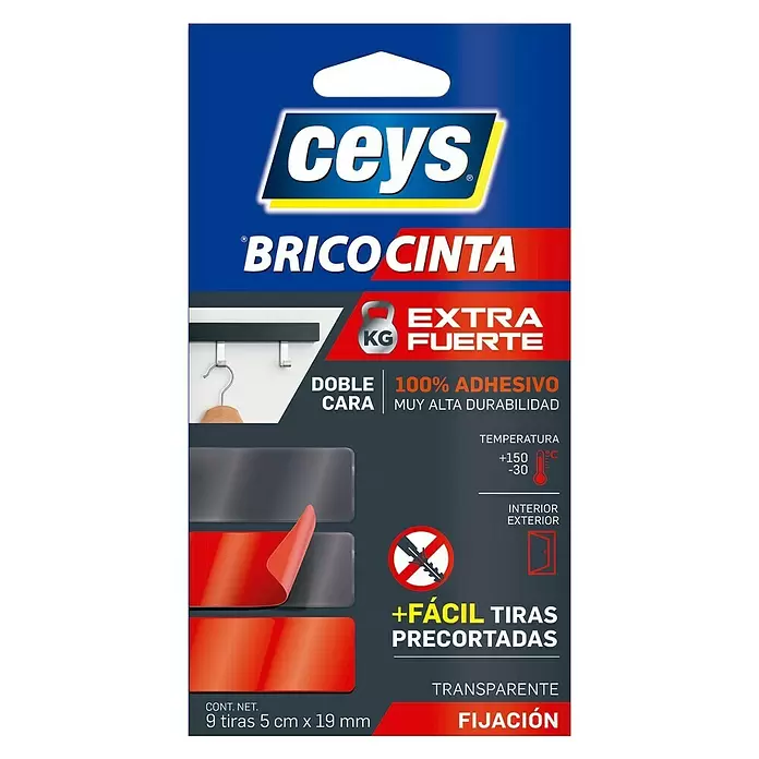 Ceys Cinta adhesiva de dos caras Bricocinta - 5 cm x 19 mm - Vista frontal