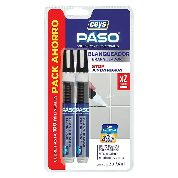 Ceys Marcador de juntas Blanqueador Pack Ahorro - Blanco, 2 uds. - Vista frontal