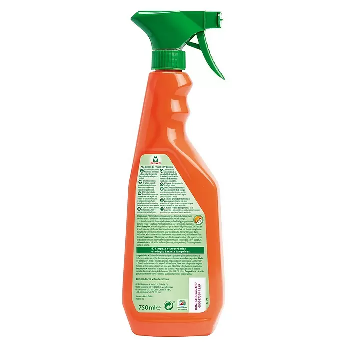 Frosch Limpiador para zona de cocción eco Vitro inducción - 750 ml, Botella con pulverizador - Vista trasera