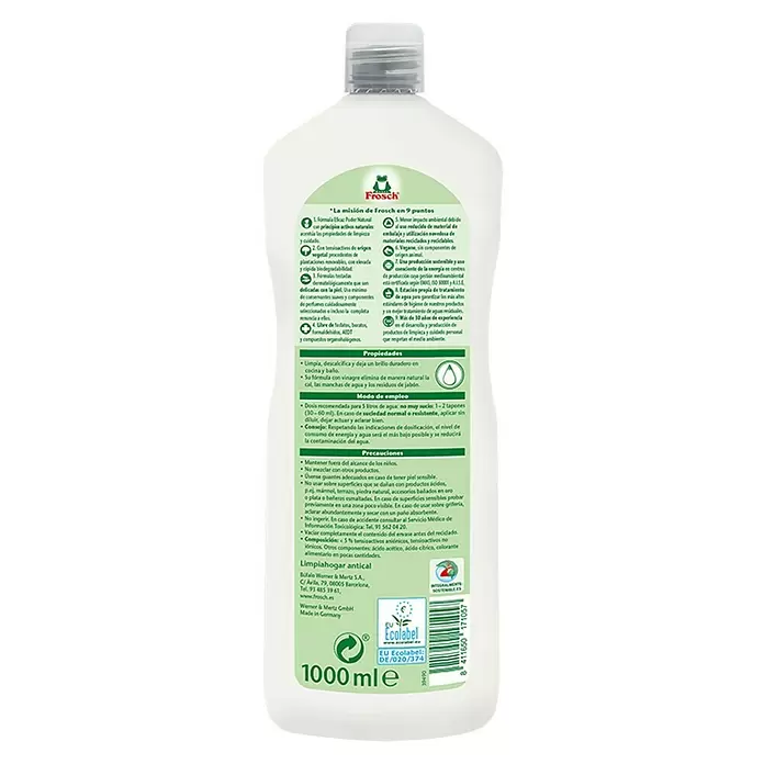 Frosch Limpiador antical vinagre - 1 l, Botella - Vista trasera