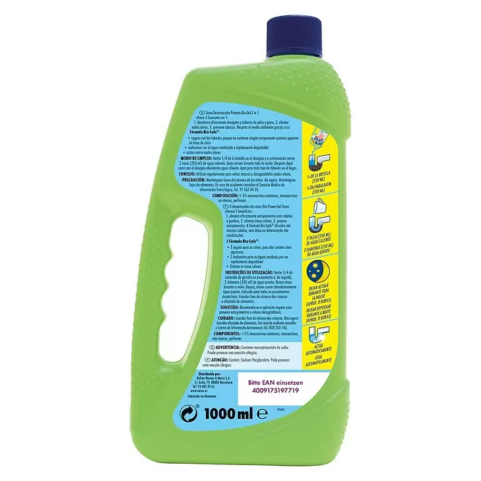Frosch Desatascador líquido Tarax bio gel - 1 l, Botella - Vista trasera