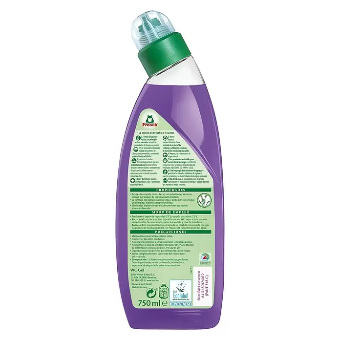 Frosch Gel de limpieza eco WC Lavanda - 750 ml, Botella - Vista trasera