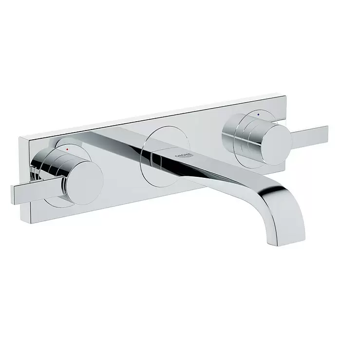 Grohe Allure Wand-Waschtischarmatur - 3-Loch, Chrom, Glänzend, Ausladung: 172 mm - Diagonale Ansicht