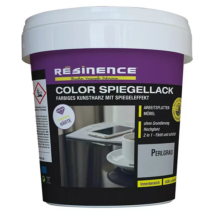 Résinence Color Spiegellack mit Spiegeleffekt - Perlgrau, 250 ml, Hochglänzend - Vorderansicht