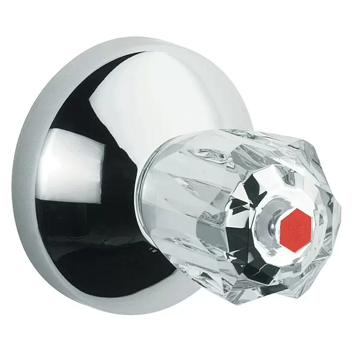 Grohe Unterputzventil-Oberteil Atlanta - Messing, Rot/Chrom - Diagonale Ansicht