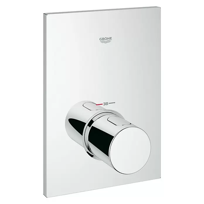 Grohe UP-Thermostatarmatur Grohtherm F - Mit 1 Absperrventil, Chrom, Glänzend - Diagonale Ansicht