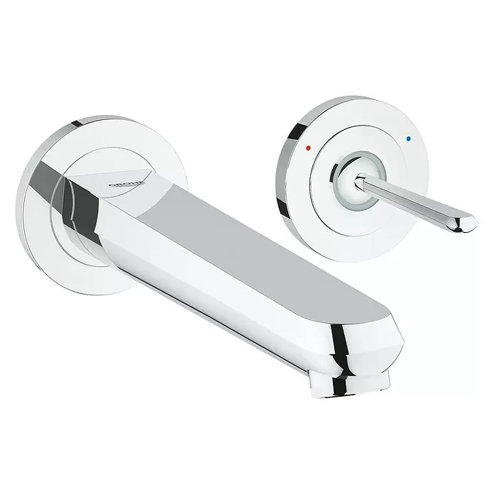 Grohe Eurodisc Joy Wand-Waschtischarmatur - 2-Loch, Chrom, Glänzend, Ausladung: 226 mm - Diagonale Ansicht