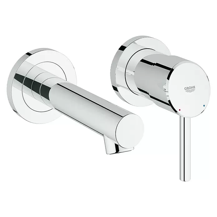 Grohe Concetto Wand-Waschtischarmatur - Chrom, Glänzend, Ausladung: 147 mm - Diagonale Ansicht