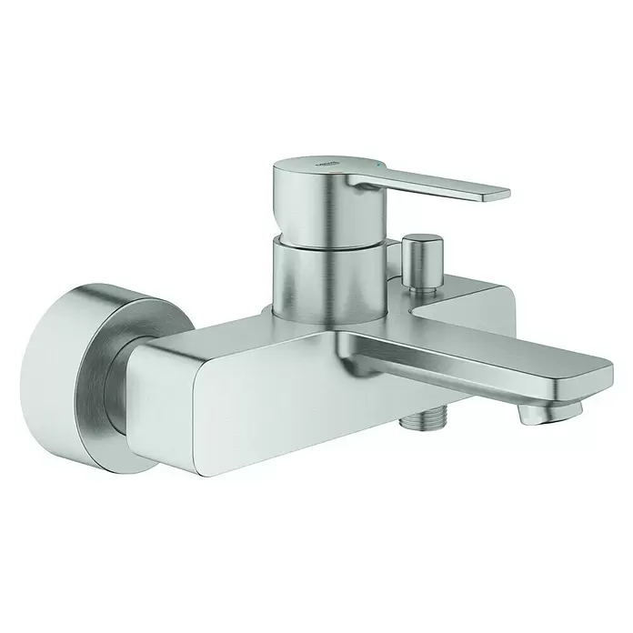 Grohe Lineare Badewannenarmatur - Supersteel, Matt - Diagonale Ansicht