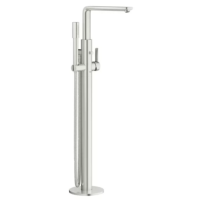 Grohe Lineare Wannenstandarmatur - Höhe: 90,5 cm, Supersteel, Matt - Diagonale Ansicht