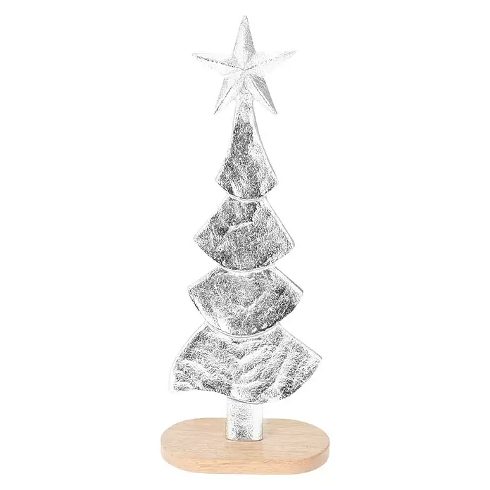 Decoratief artikel - 29 cm, Hout, Zilver, 1 stk. - Vooraanzicht