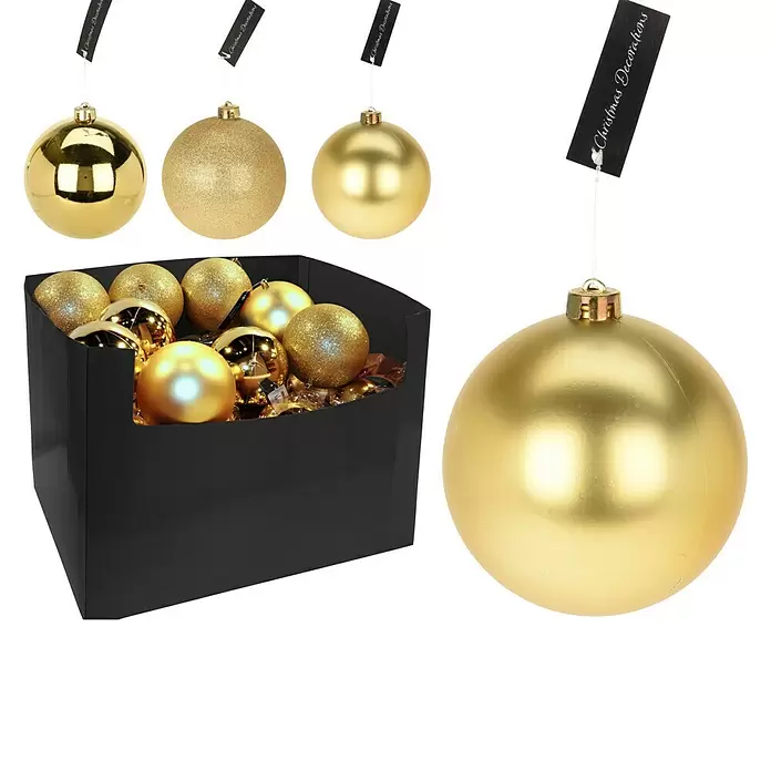 Kerstbal - Goud, Diameter: 12 cm - Diagonaal zicht