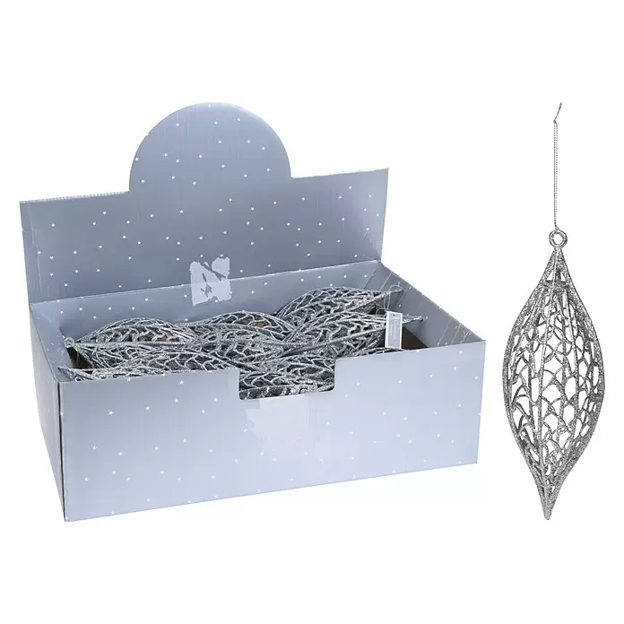 Kerstboomversiering - Zilver, 5 stk. - Diagonaal zicht