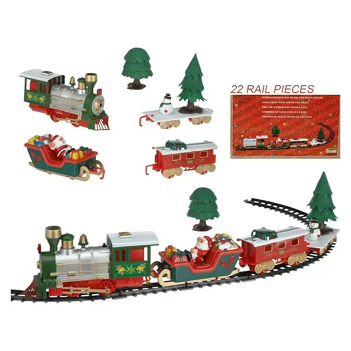 Kerstspeelgoed Trein 22 delig - Meerkleurig - Diagonaal zicht