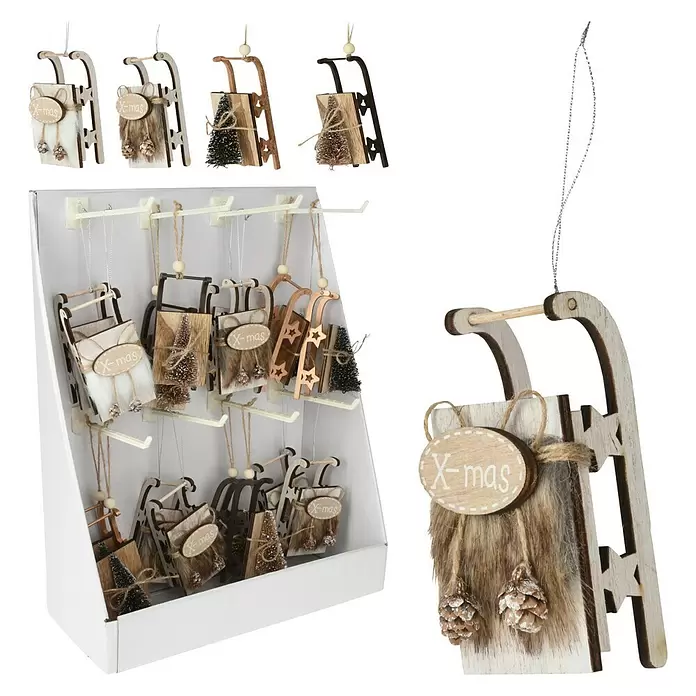 Kerstboomversiering - 11,5 cm, Naturel, Hout, 1 stk. - Diagonaal zicht