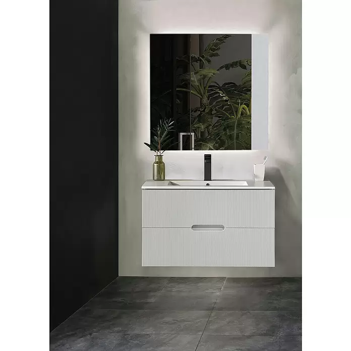 Mueble de lavabo Osaka - L x An x Al: 45 x 80 x 52 cm, Blanco, Mate - Foto ambiente