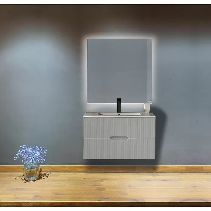 Mueble de lavabo Osaka - L x An x Al: 45 x 80 x 52 cm, Gris, Mate - Foto ambiente