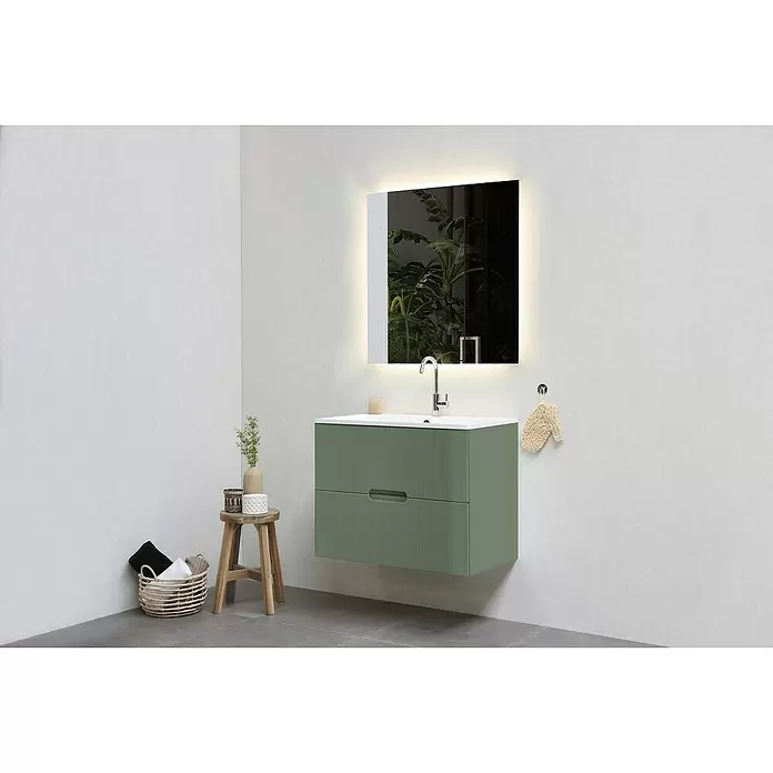 Mueble de lavabo Osaka - L x An x Al: 45 x 80 x 52 cm, Oliva, Mate - Foto ambiente