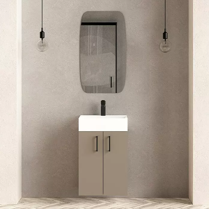 Conjunto de mueble de baño Palma - 45 cm, 2 piezas, Fango, Mate - Foto ambiente