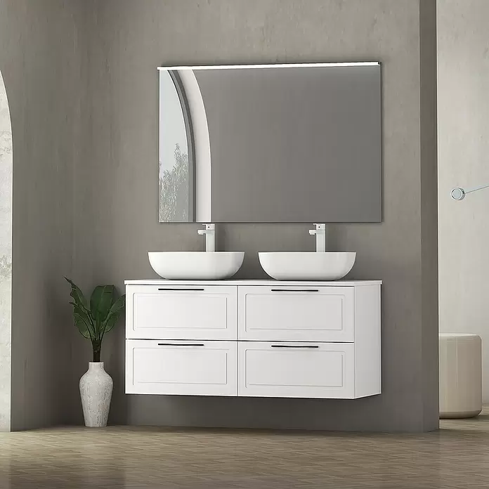 Mueble de lavabo Toja - L x An x Al: 44,9 x 120 x 54,5 cm, Blanco - Foto ambiente