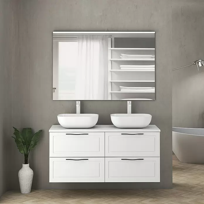 Mueble de lavabo Toja - L x An x Al: 44,9 x 120 x 54,5 cm, Blanco - Foto ambiente