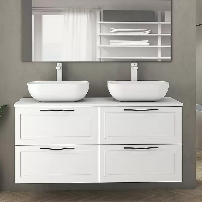 Mueble de lavabo Toja - L x An x Al: 44,9 x 120 x 54,5 cm, Blanco - Foto ambiente