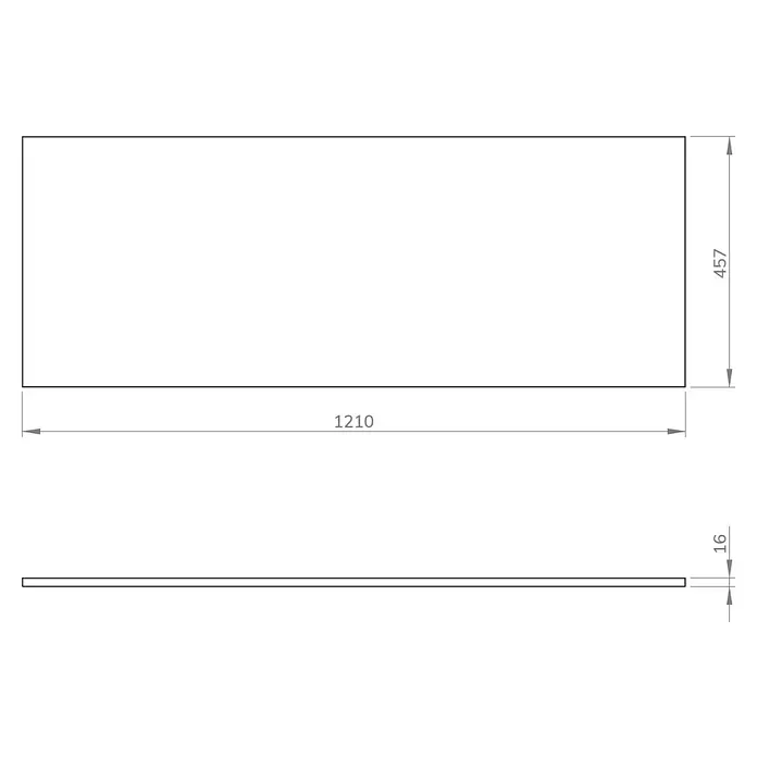Encimera para lavabo Top 120 - 45,7 x 121 x 1,6 cm, Blanco - Dibujo técnico
