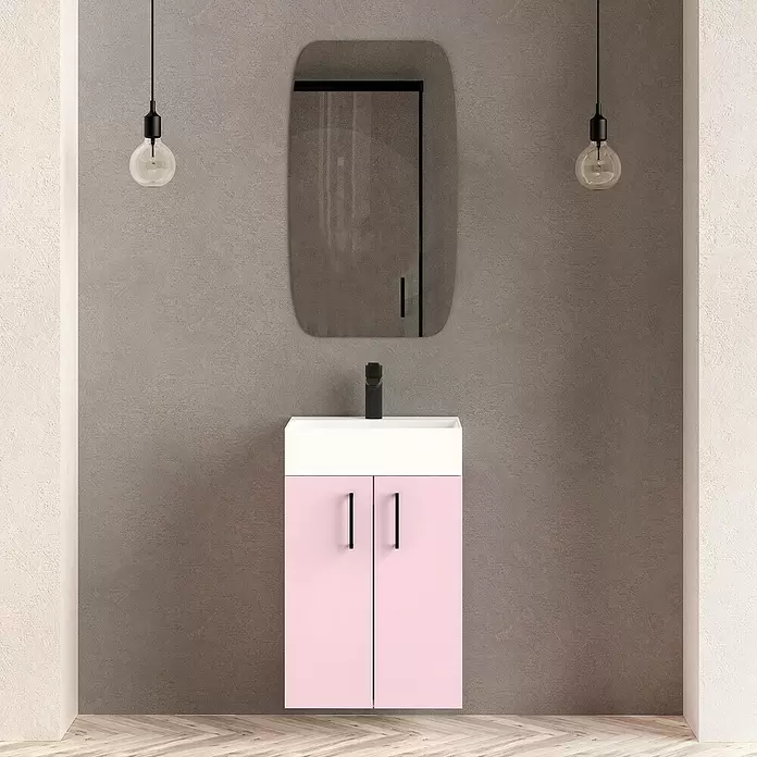 Conjunto de mueble de baño Palma - 45 cm, 2 piezas, Rosa, Mate - Foto ambiente
