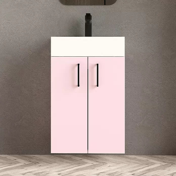 Conjunto de mueble de baño Palma - 45 cm, 2 piezas, Rosa, Mate - Foto ambiente