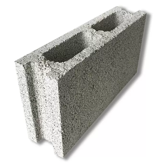 BHS Madrid Bloque de hormigón poroso caravista - 40 x 10 x 20 cm, Gris, Hormigón - Vista angular