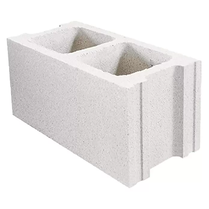 BHS Madrid Bloque de hormigón poroso caravista - 40 x 15 x 20 cm, Blanco, Hormigón - Vista angular