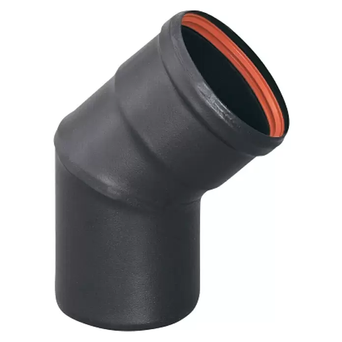 Practic Codo para tubos estufa de pellets - Diámetro: 80 mm, 45 °, Negro - Vista de perfil derecho