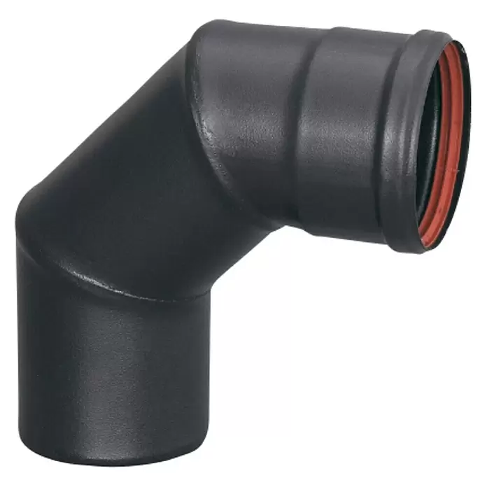 Practic Codo para tubos estufa de pellets - Diámetro: 80 mm, 90 °, Negro - Vista de perfil derecho