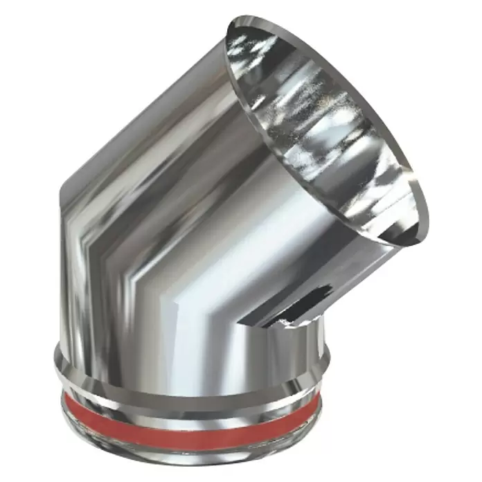 Practic Codo para tubos pared simple - Diámetro: 80 mm, 45 °, Inox - Vista de perfil derecho