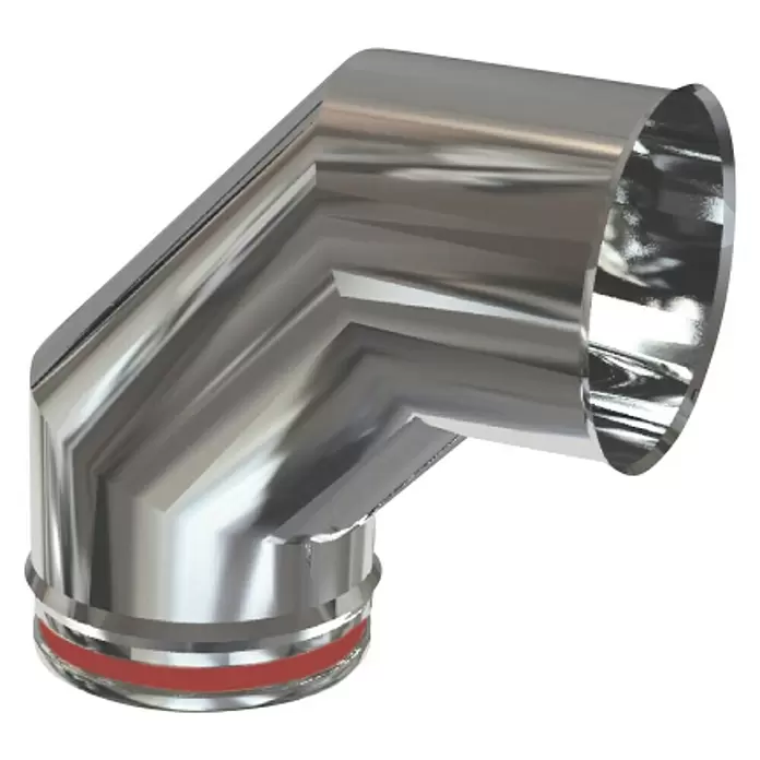 Practic Codo para tubos pared simple - Diámetro: 200 mm, 88 °, Inox - Vista de perfil derecho