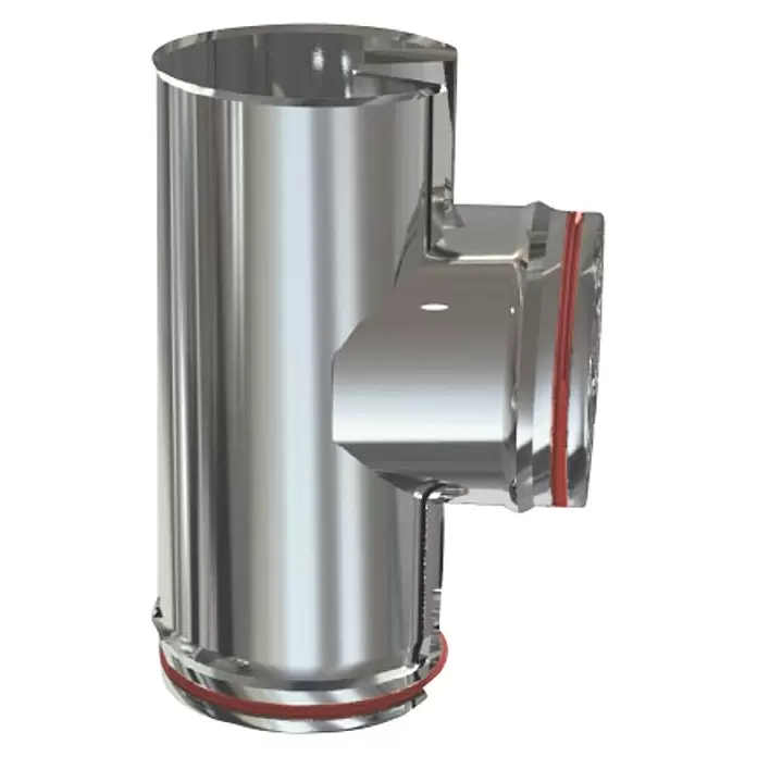 Practic Te para estufas pared simple - Diámetro: 80 mm, Inox - Vista de perfil derecho