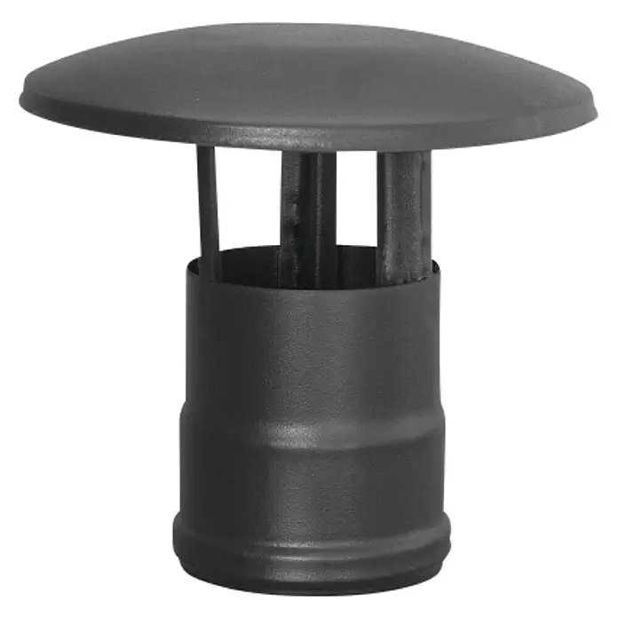 Practic Sombrerete antilluvia H para estufa de pellets - Diámetro: 80 mm, Negro - Vista frontal