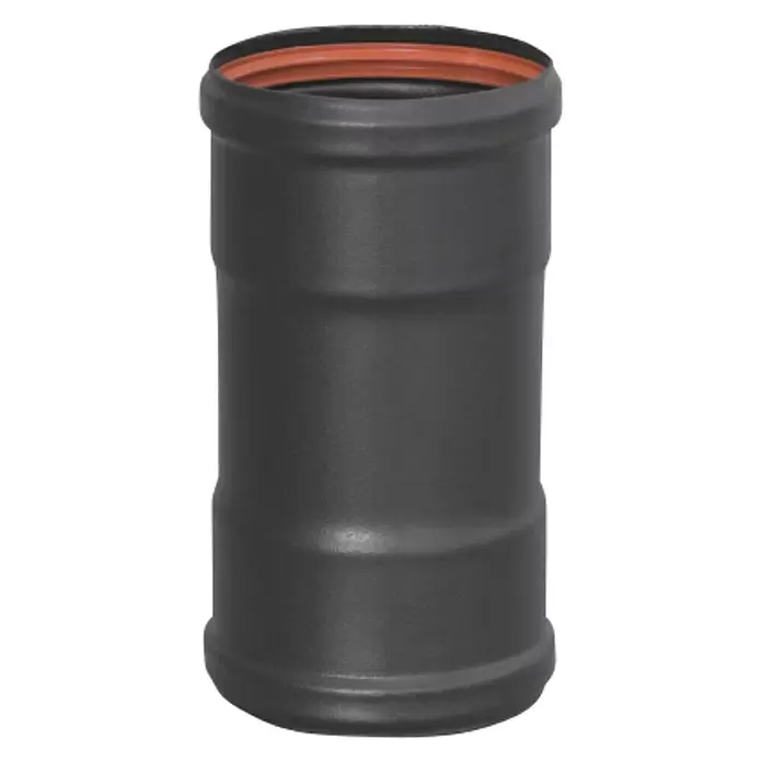 Practic Manguito de unión para tubos H-H para estufa de pellets - Diámetro: 80 mm, Negro - Vista frontal