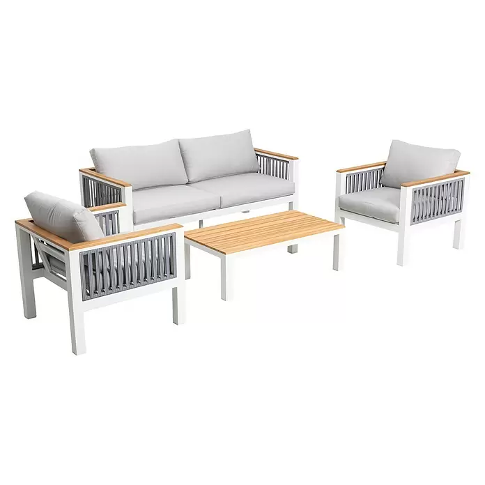 Conjunto de muebles Samay - 4 piezas, Gris/Blanco - Vista angular