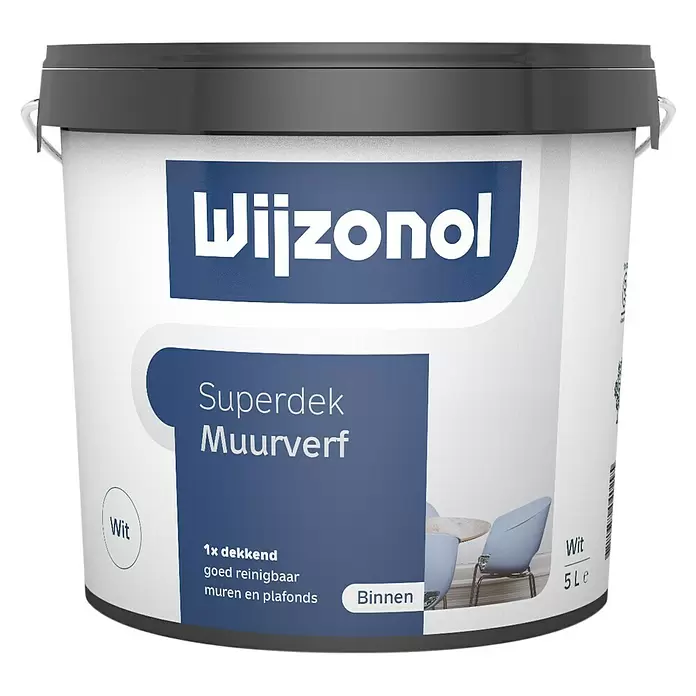 Wijzonol Muurverf Superdek - Zuiver wit, 5 l, Mat - Vooraanzicht