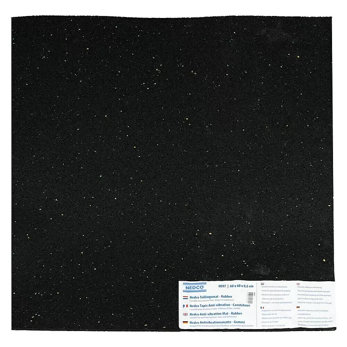 Nedco Rubber mat Anti Trilling - 60 x 60 cm, Rubber, Zwart - Vooraanzicht