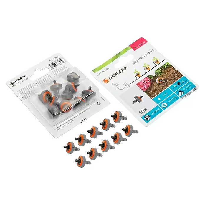 Gardena Micro-Drip Endtropfer - 10 Stk., Max. Wasserdurchfluss: 2 l/h - Diagonale Ansicht