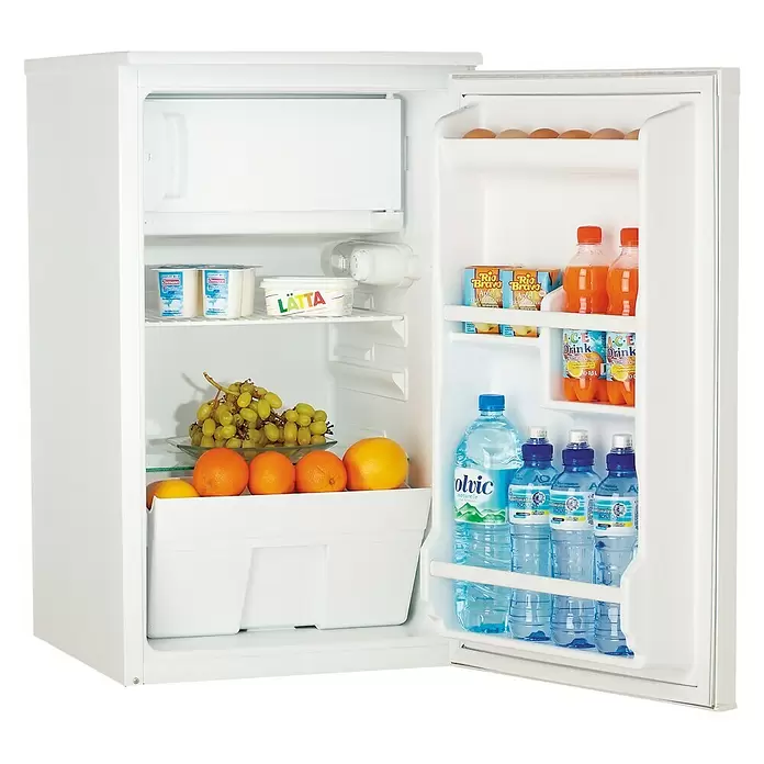 Respekta Minicocina Pantry100 - 100 cm, Con placa de dos fuegos + Nevera, Blanco - Vista angular