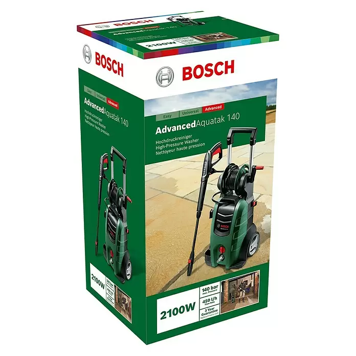Bosch Hochdruckreiniger AdvancedAquatak 140 - 2.100 W, Max. Druck: 140 bar, Fördermenge: 450 l/h - Diagonale Ansicht