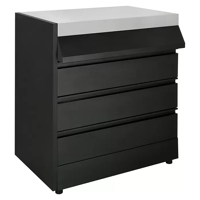 Kingstone Grillküchen-Modul The Quad Big - Schwarz, L x B x H: 55,3 x 73 x 91,3 cm - Diagonale Ansicht