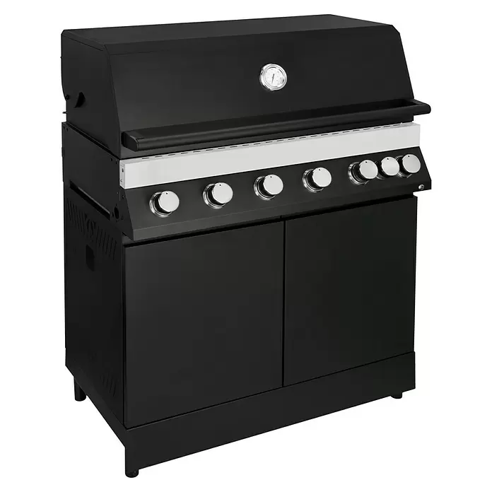 Kingstone KMS Gasgrillküche The Quad Six - Anzahl Brenner: 6, Hauptgrillfläche: 89,2 x 45 cm, 21 kW, Material Rost: Gusseisen - Diagonale Ansicht